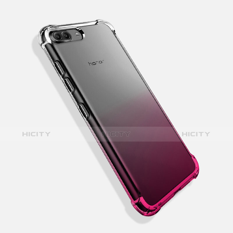 Huawei Honor View 10用極薄ソフトケース グラデーション 勾配色 クリア透明 ファーウェイ ピンク