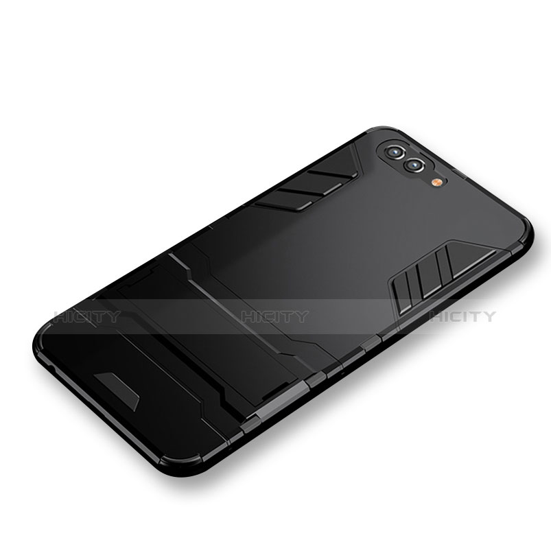Huawei Honor View 10用ハイブリットバンパーケース スタンド プラスチック 兼シリコーン ファーウェイ ブラック