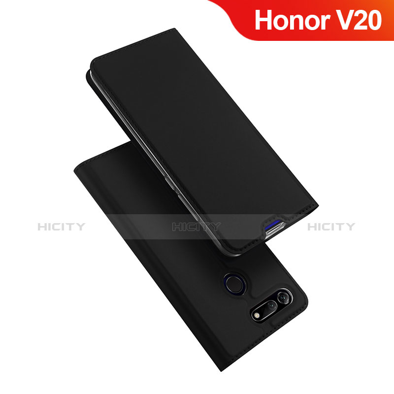 Huawei Honor View 20用手帳型 レザーケース スタンド カバー ファーウェイ ブラック