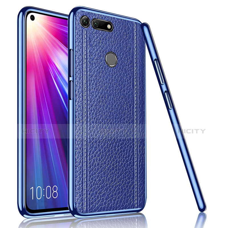 Huawei Honor View 20用シリコンケース ソフトタッチラバー レザー柄 M02 ファーウェイ ネイビー