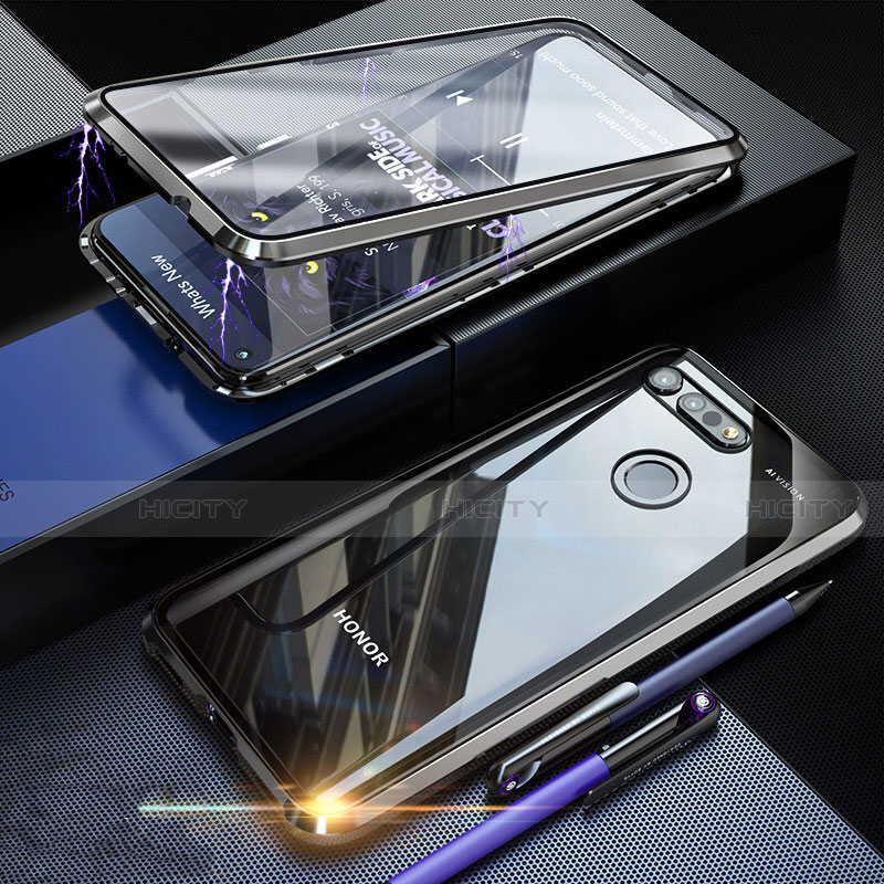 Huawei Honor View 20用ケース 高級感 手触り良い アルミメタル 製の金属製 360度 フルカバーバンパー 鏡面 カバー K01 ファーウェイ ブラック