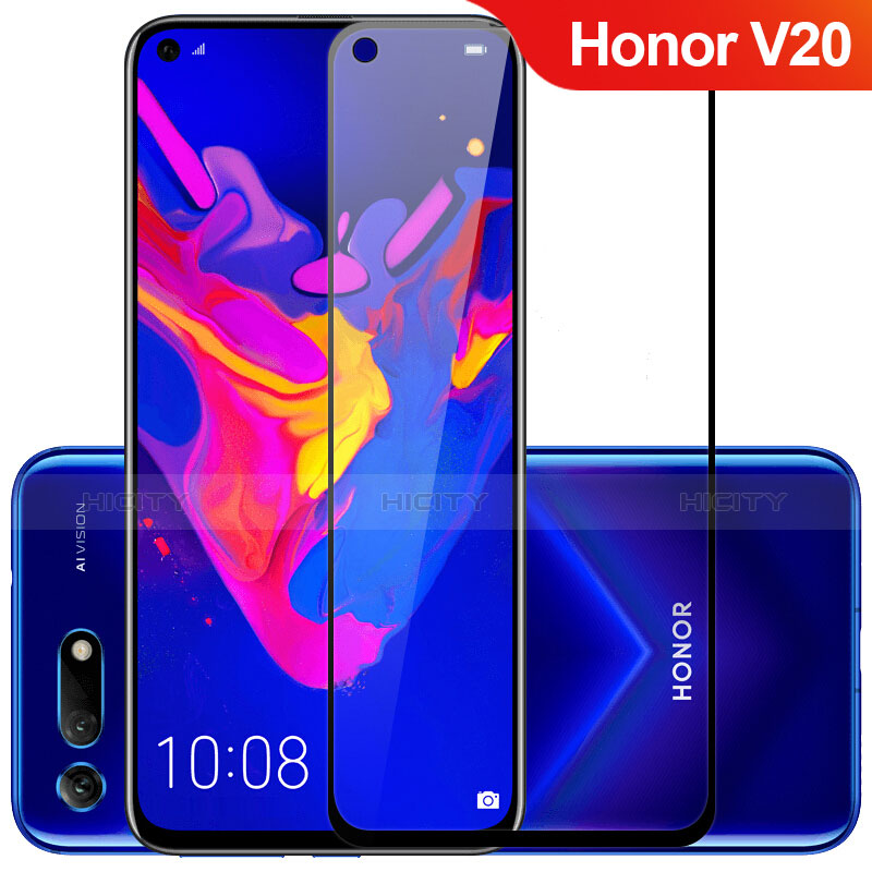 Huawei Honor View 20用強化ガラス フル液晶保護フィルム F08 ファーウェイ ブラック