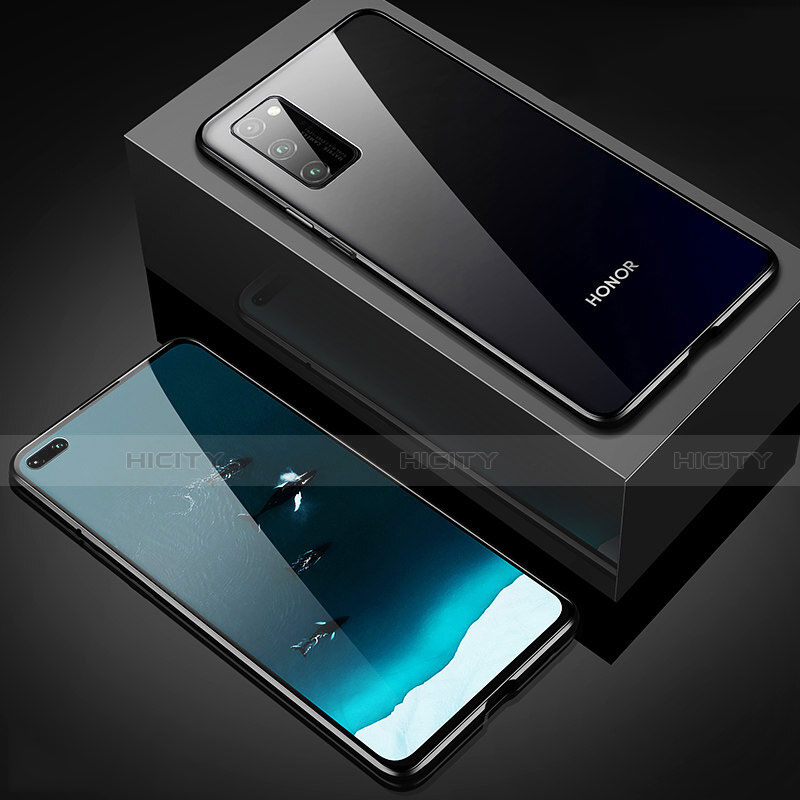 Huawei Honor View 30 5G用ケース 高級感 手触り良い アルミメタル 製の金属製 360度 フルカバーバンパー 鏡面 カバー T02 ファーウェイ ブラック