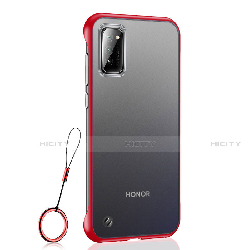 Huawei Honor View 30 5G用ハードカバー クリスタル クリア透明 S04 ファーウェイ レッド