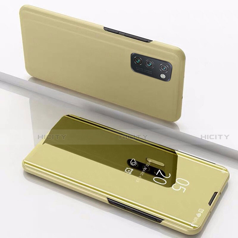 Huawei Honor View 30 5G用手帳型 レザーケース スタンド 鏡面 カバー M02 ファーウェイ ゴールド