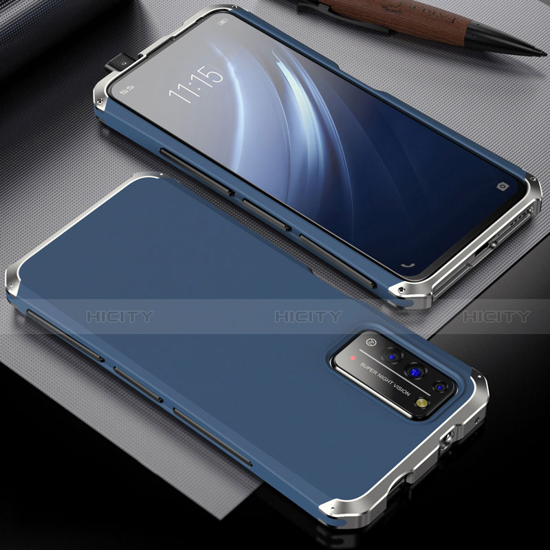Huawei Honor X10 5G用ケース 高級感 手触り良い アルミメタル 製の金属製 カバー T02 ファーウェイ ネイビー