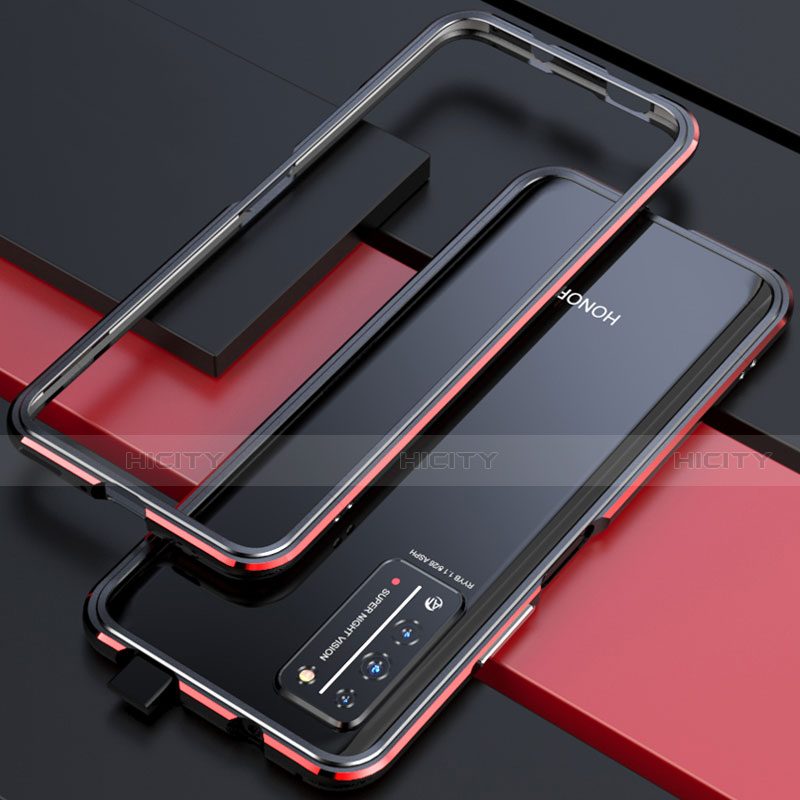 Huawei Honor X10 5G用ケース 高級感 手触り良い アルミメタル 製の金属製 バンパー カバー T01 ファーウェイ レッド・ブラック