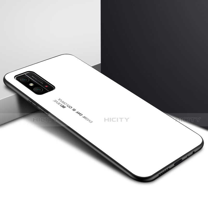 Huawei Honor X10 Max 5G用ハイブリットバンパーケース プラスチック 鏡面 虹 グラデーション 勾配色 カバー ファーウェイ ホワイト