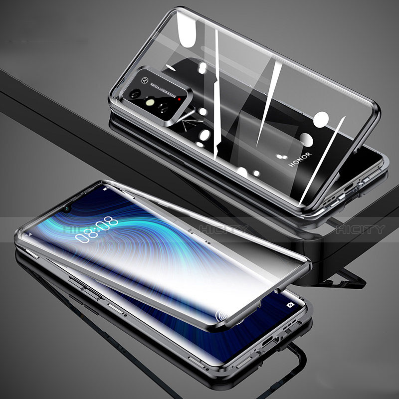 Huawei Honor X10 Max 5G用ケース 高級感 手触り良い アルミメタル 製の金属製 360度 フルカバーバンパー 鏡面 カバー ファーウェイ ブラック