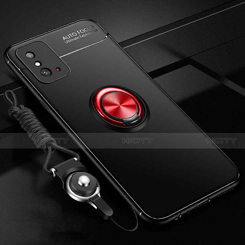 Huawei Honor X10 Max 5G用極薄ソフトケース シリコンケース 耐衝撃 全面保護 アンド指輪 マグネット式 バンパー T01 ファーウェイ レッド・ブラック