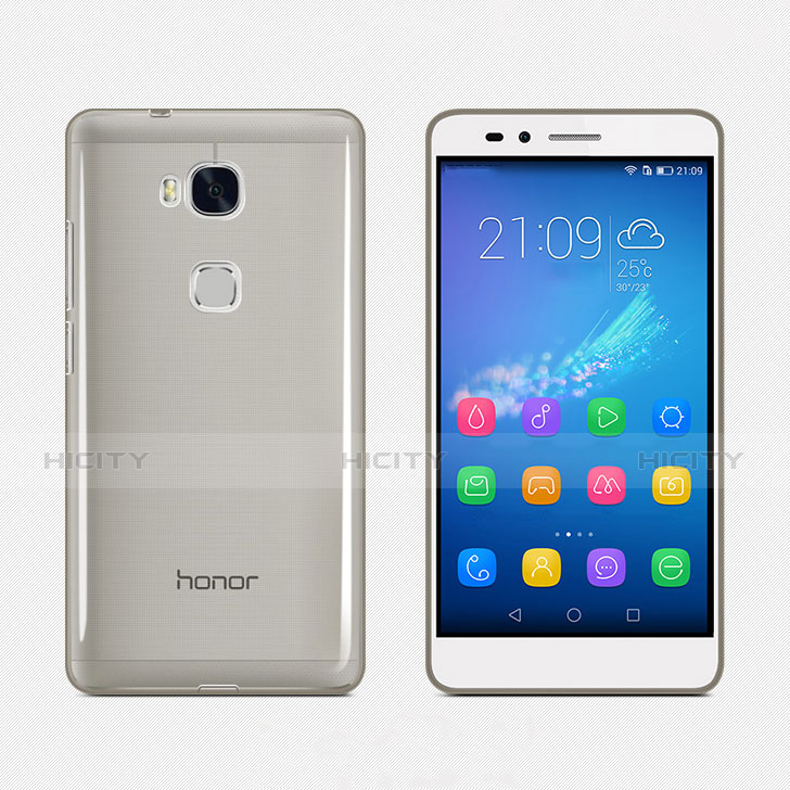 Huawei Honor X5用極薄ソフトケース シリコンケース 耐衝撃 全面保護 クリア透明 カバー ファーウェイ グレー