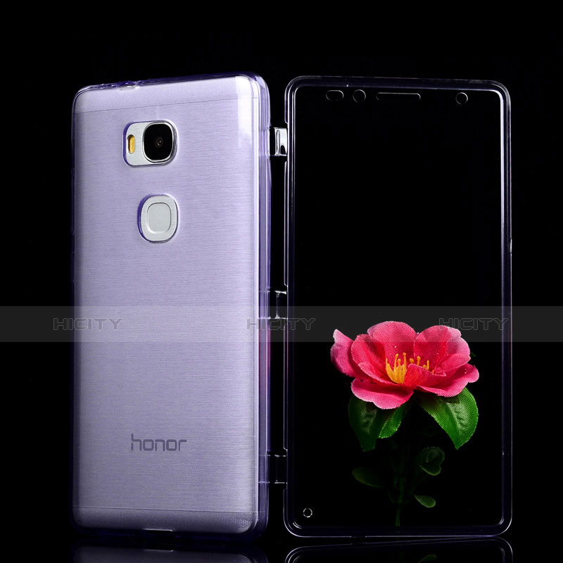 Huawei Honor X5用ソフトケース フルカバー クリア透明 ファーウェイ パープル