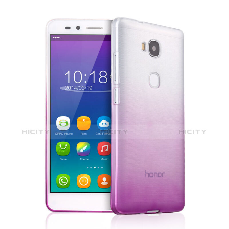 Huawei Honor X5用極薄ソフトケース グラデーション 勾配色 クリア透明 ファーウェイ パープル