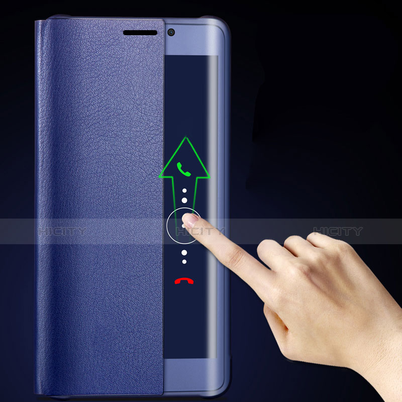 Huawei Mate 10用手帳型 レザーケース スタンド ファーウェイ ネイビー