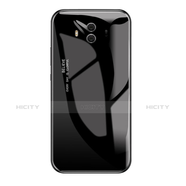 Huawei Mate 10用ハイブリットバンパーケース プラスチック 鏡面 虹 グラデーション 勾配色 カバー ファーウェイ ブラック