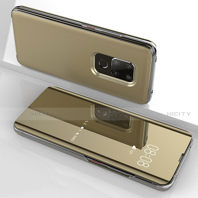 Huawei Mate 20用ハイブリットバンパーケース クリア透明 プラスチック 鏡面 カバー ファーウェイ ゴールド