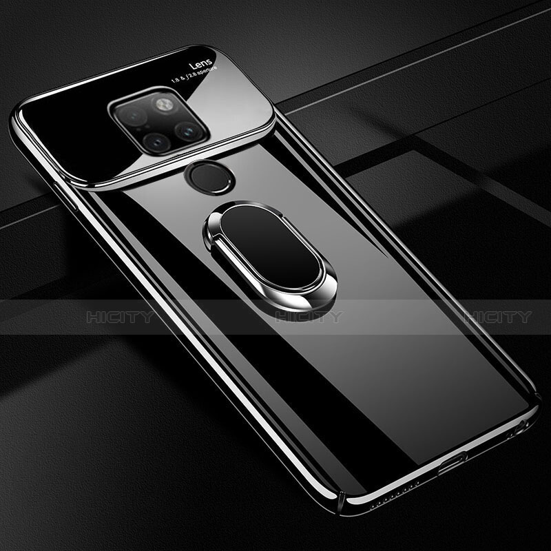 Huawei Mate 20用ハードケース プラスチック 鏡面 360度 フルカバー アンド指輪 マグネット式 ファーウェイ ブラック