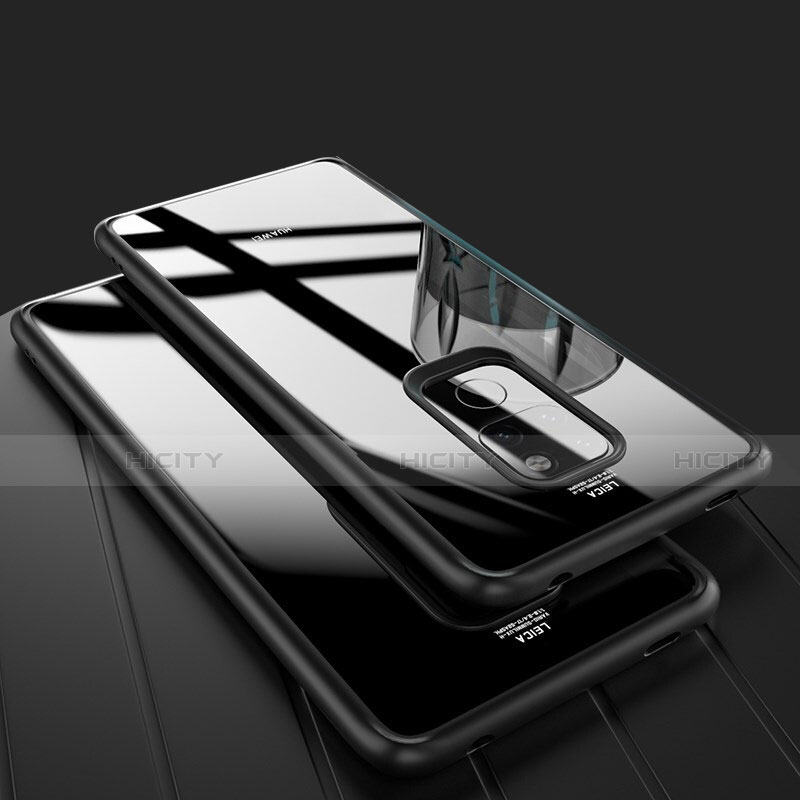 Huawei Mate 20用ハイブリットバンパーケース クリア透明 プラスチック 鏡面 カバー M02 ファーウェイ ブラック