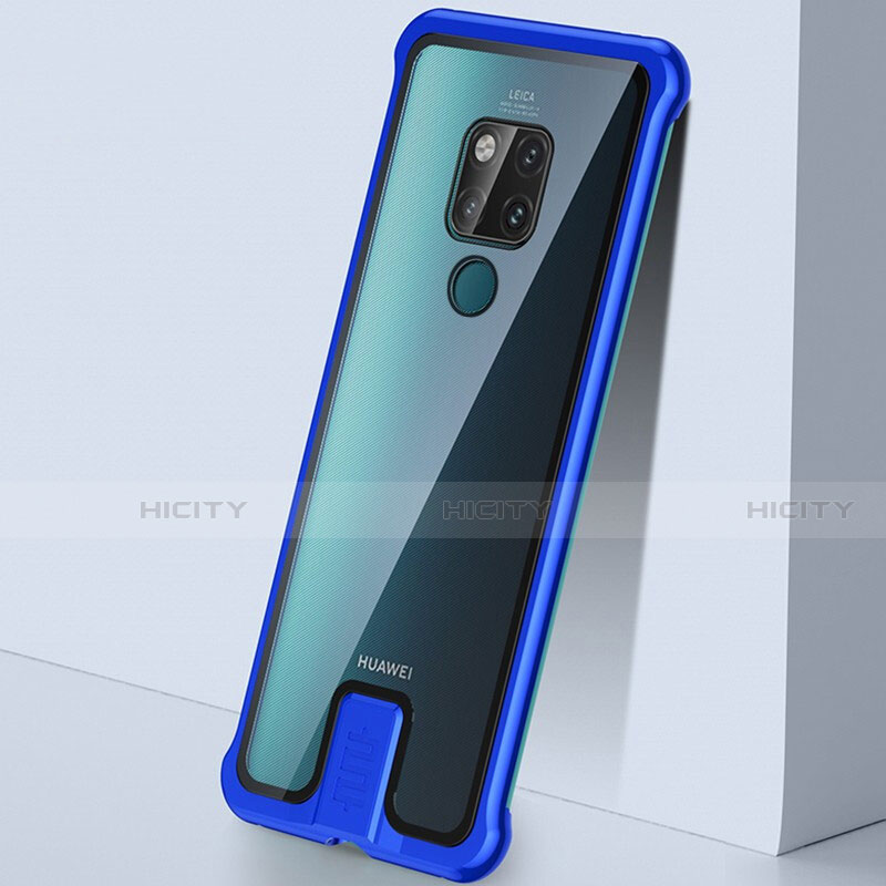 Huawei Mate 20用ケース 高級感 手触り良い アルミメタル 製の金属製 360度 フルカバーバンパー 鏡面 カバー T09 ファーウェイ ネイビー