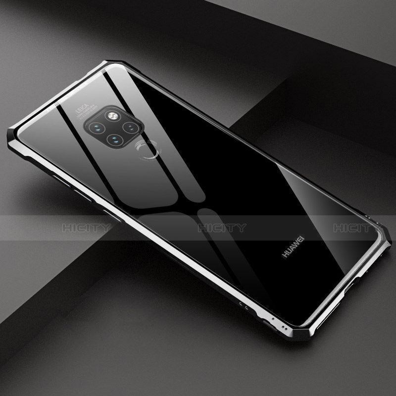 Huawei Mate 20用ケース 高級感 手触り良い アルミメタル 製の金属製 360度 フルカバーバンパー 鏡面 カバー T07 ファーウェイ ブラック
