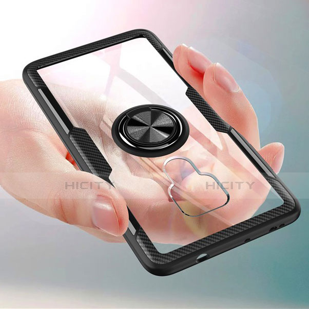 Huawei Mate 20用360度 フルカバーハイブリットバンパーケース クリア透明 プラスチック 鏡面 アンド指輪 マグネット式 ファーウェイ 