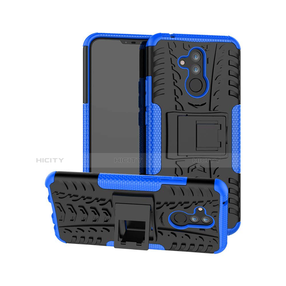 Huawei Mate 20 Lite用ハイブリットバンパーケース スタンド プラスチック 兼シリコーン カバー A03 ファーウェイ ネイビー