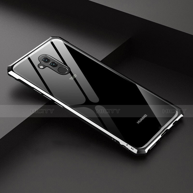 Huawei Mate 20 Lite用ケース 高級感 手触り良い アルミメタル 製の金属製 360度 フルカバーバンパー 鏡面 カバー T02 ファーウェイ ブラック
