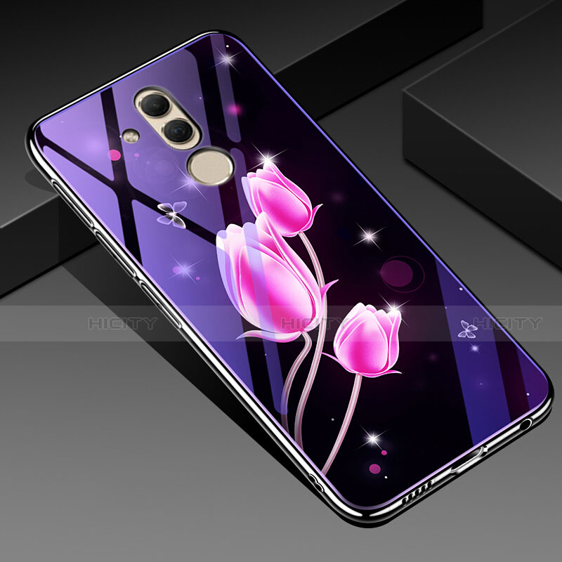 Huawei Mate 20 Lite用ハイブリットバンパーケース プラスチック 鏡面 花 カバー H01 ファーウェイ ピンク