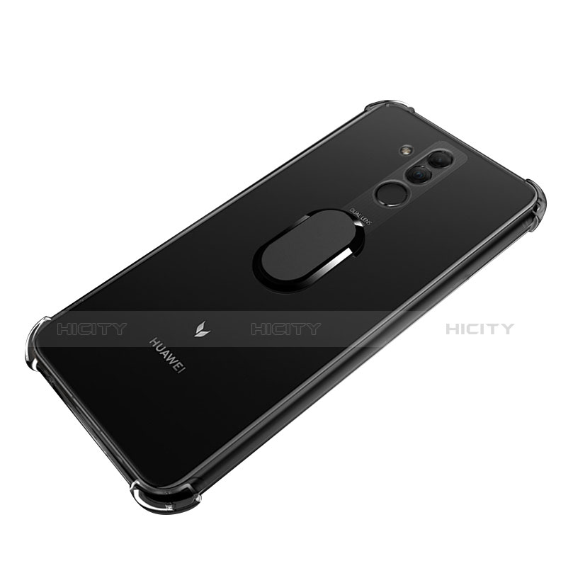 Huawei Mate 20 Lite用極薄ソフトケース シリコンケース 耐衝撃 全面保護 クリア透明 アンド指輪 マグネット式 S01 ファーウェイ 