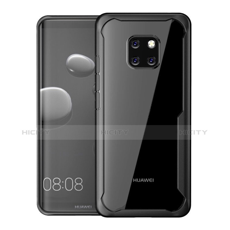 Huawei Mate 20 Pro用ハイブリットバンパーケース クリア透明 プラスチック 鏡面 カバー M02 ファーウェイ ブラック