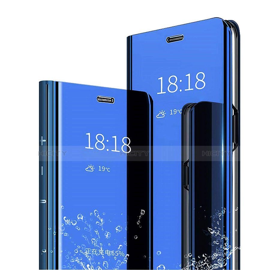 Huawei Mate 20 Pro用手帳型 レザーケース スタンド 鏡面 カバー L04 ファーウェイ ブルー