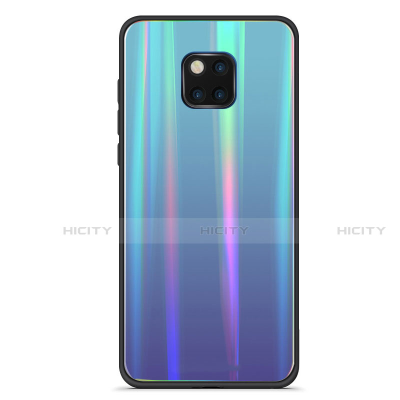 Huawei Mate 20 Pro用ハイブリットバンパーケース プラスチック 鏡面 虹 グラデーション 勾配色 カバー M02 ファーウェイ ブルー