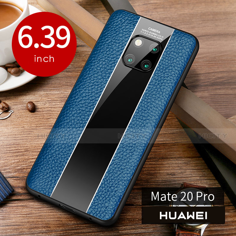 Huawei Mate 20 Pro用ケース 高級感 手触り良いレザー柄 S01 ファーウェイ ネイビー