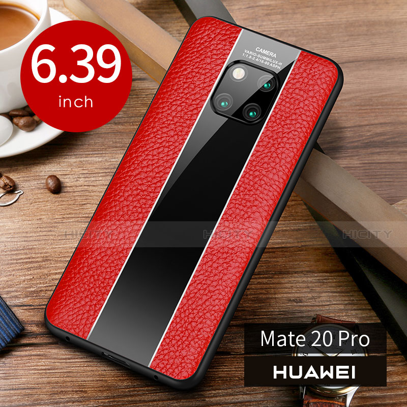 Huawei Mate 20 Pro用ケース 高級感 手触り良いレザー柄 S01 ファーウェイ レッド