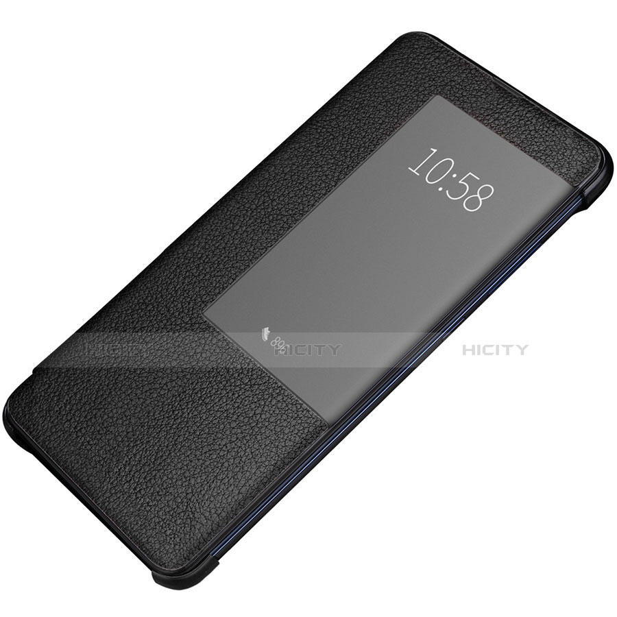 Huawei Mate 20 Pro用手帳型 レザーケース スタンド カバー P01 ファーウェイ ブラック