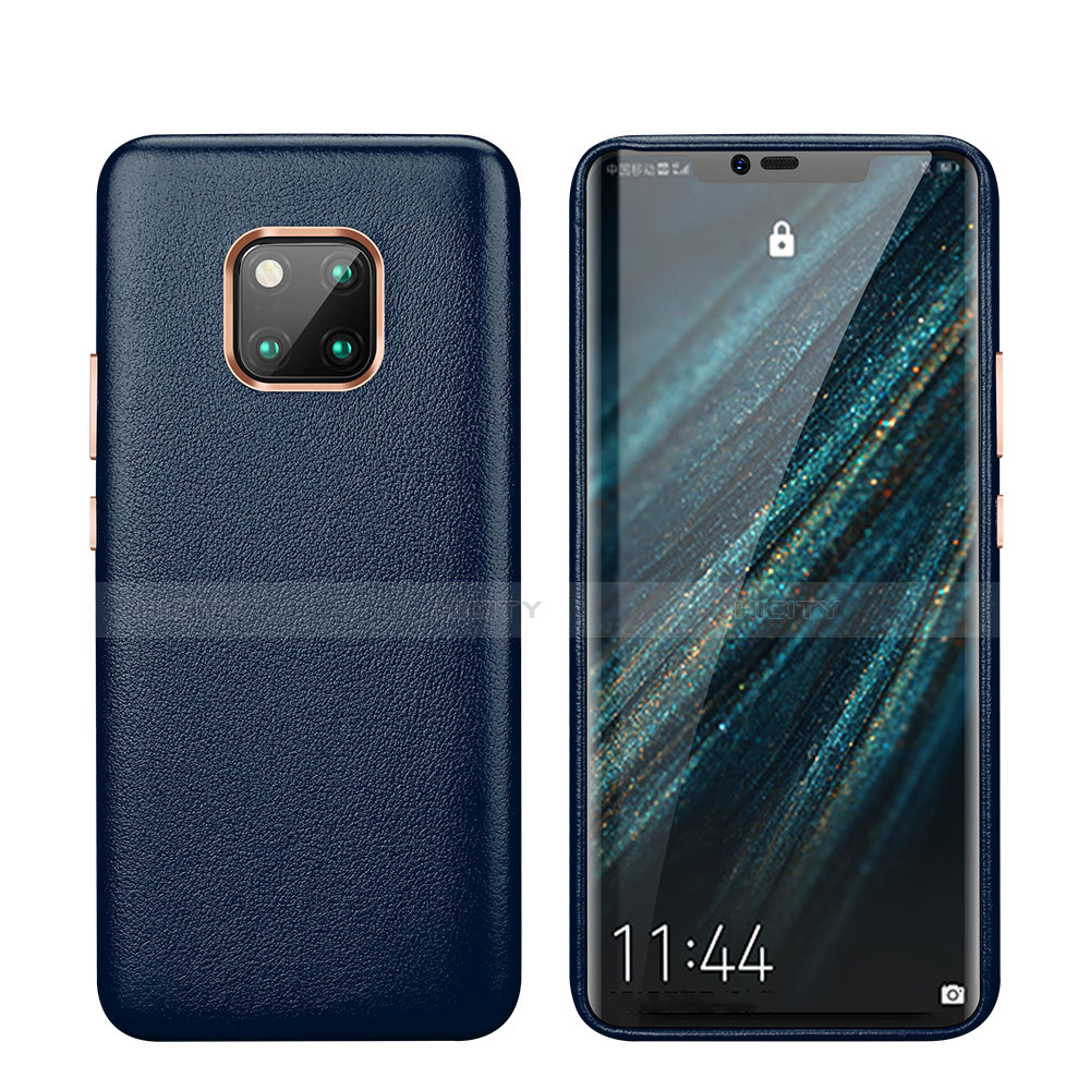 Huawei Mate 20 Pro用ケース 高級感 手触り良いレザー柄 P03 ファーウェイ ネイビー