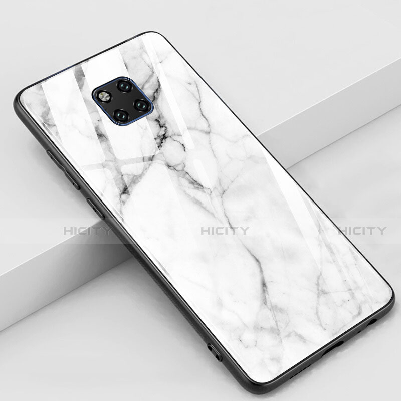 Huawei Mate 20 Pro用ハイブリットバンパーケース プラスチック パターン 鏡面 カバー Z02 ファーウェイ ホワイト