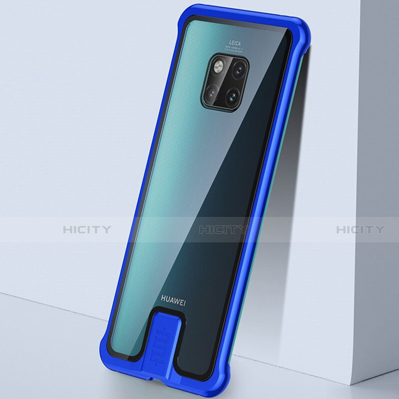 Huawei Mate 20 Pro用ケース 高級感 手触り良い アルミメタル 製の金属製 360度 フルカバーバンパー 鏡面 カバー T05 ファーウェイ ネイビー