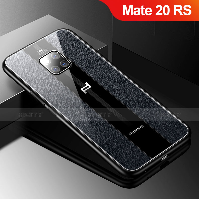 Huawei Mate 20 RS用シリコンケース ソフトタッチラバー レザー柄 S01 ファーウェイ ブラック