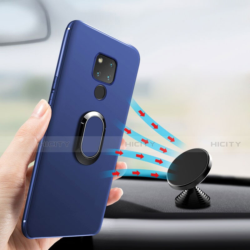 Huawei Mate 20 X 5G用極薄ソフトケース シリコンケース 耐衝撃 全面保護 アンド指輪 マグネット式 ファーウェイ ネイビー