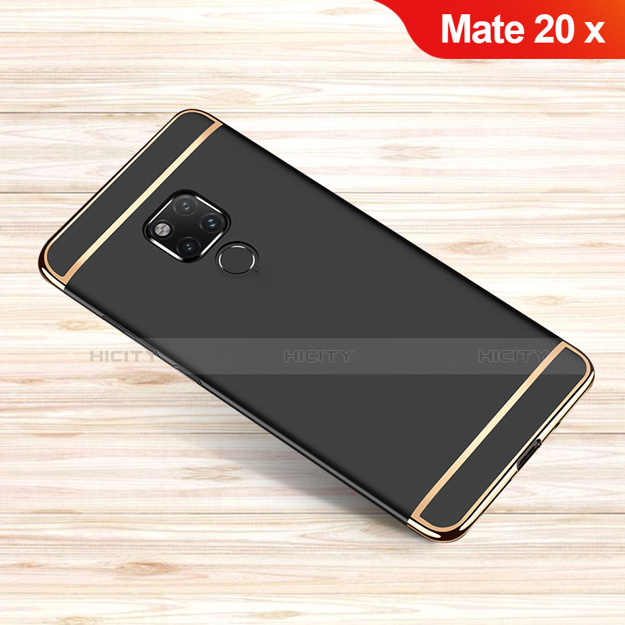 Huawei Mate 20 X 5G用ケース 高級感 手触り良い メタル兼プラスチック バンパー M01 ファーウェイ ブラック