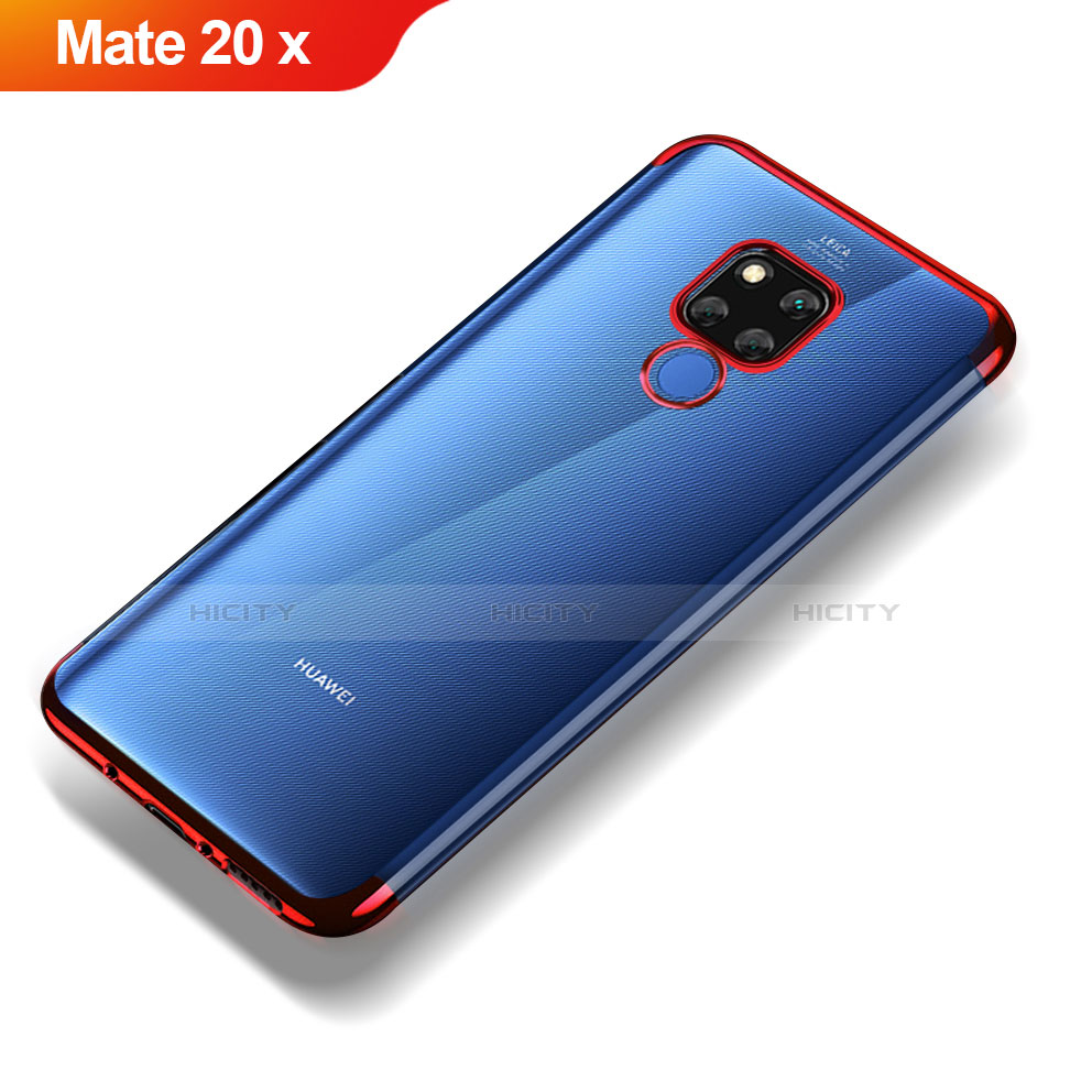 Huawei Mate 20 X用極薄ソフトケース シリコンケース 耐衝撃 全面保護 クリア透明 T07 ファーウェイ レッド