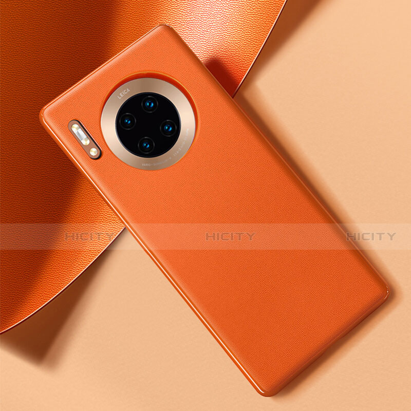 Huawei Mate 30 5G用ケース 高級感 手触り良いレザー柄 R01 ファーウェイ オレンジ