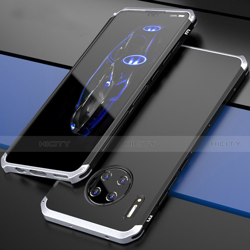 Huawei Mate 30 5G用ケース 高級感 手触り良い アルミメタル 製の金属製 カバー T03 ファーウェイ シルバー・ブラック