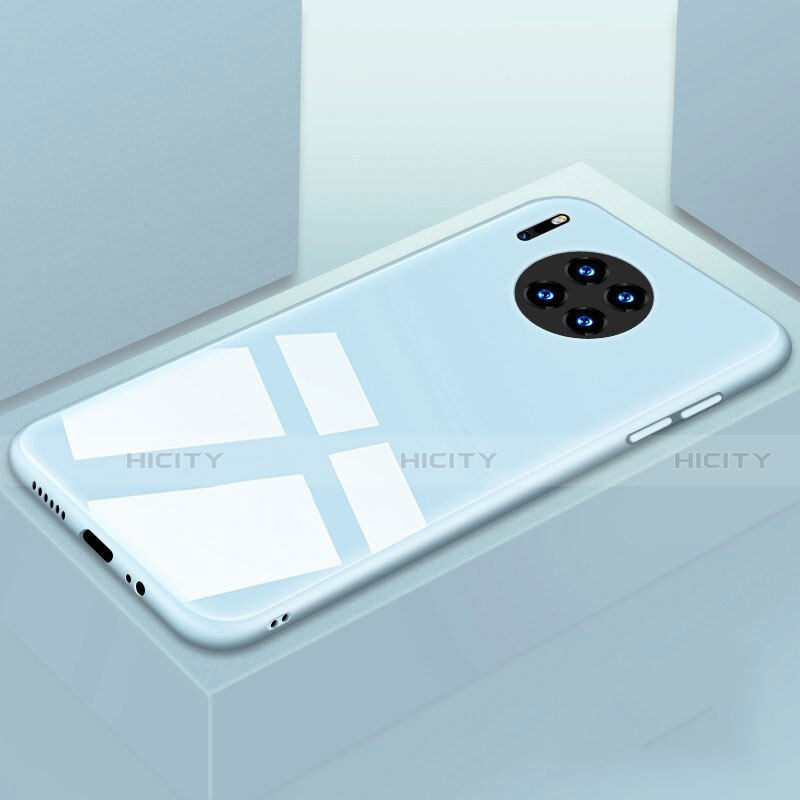Huawei Mate 30 5G用ハイブリットバンパーケース プラスチック 鏡面 カバー T03 ファーウェイ ブルー