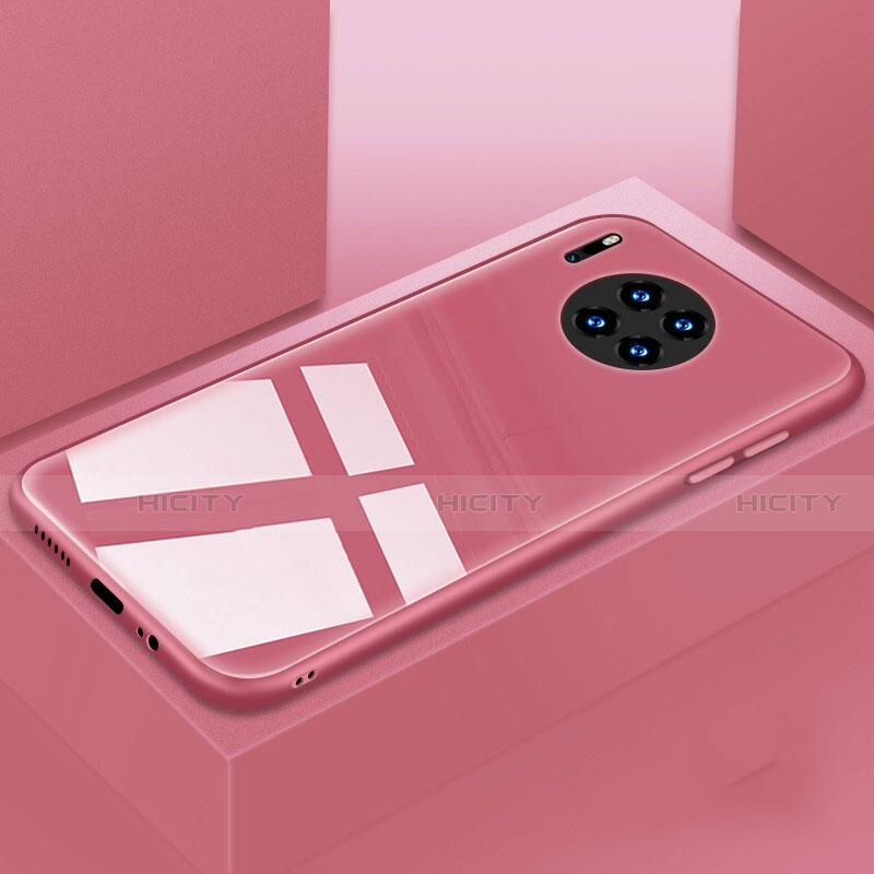 Huawei Mate 30 5G用ハイブリットバンパーケース プラスチック 鏡面 カバー T03 ファーウェイ ピンク