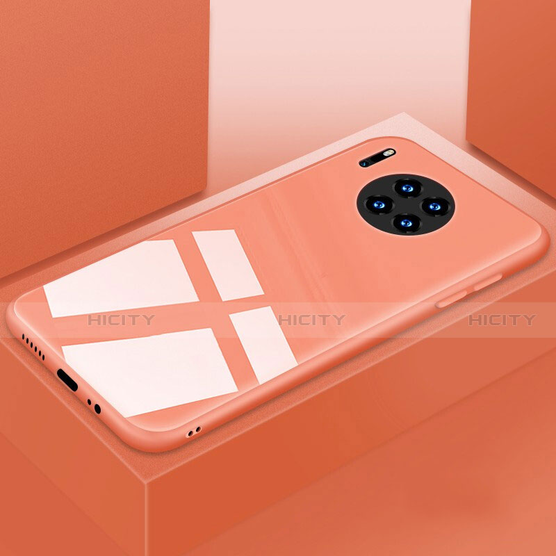 Huawei Mate 30 5G用ハイブリットバンパーケース プラスチック 鏡面 カバー T03 ファーウェイ オレンジ