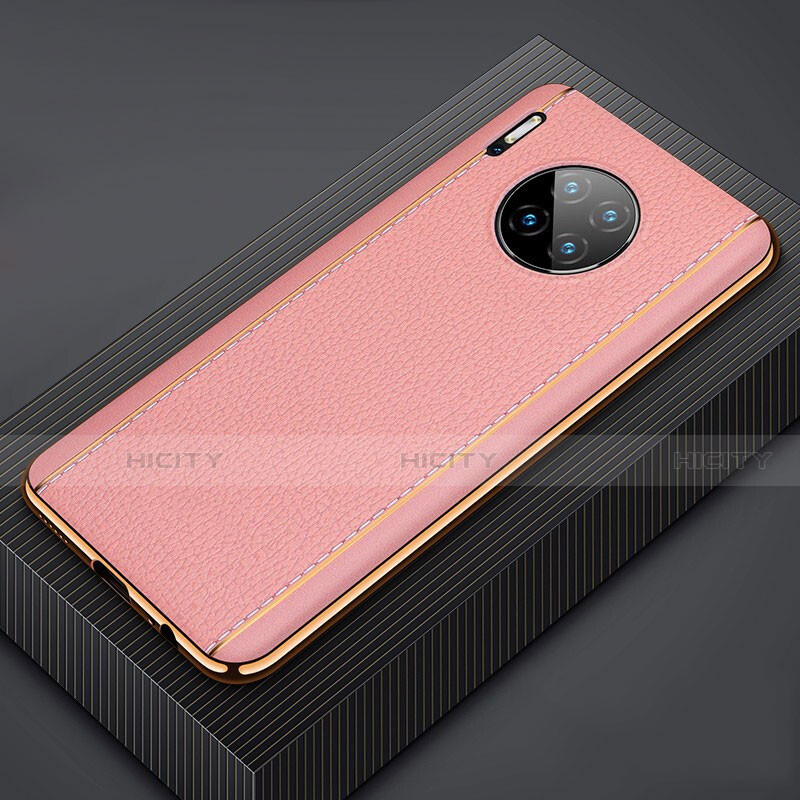 Huawei Mate 30 5G用ケース 高級感 手触り良いレザー柄 R07 ファーウェイ ピンク