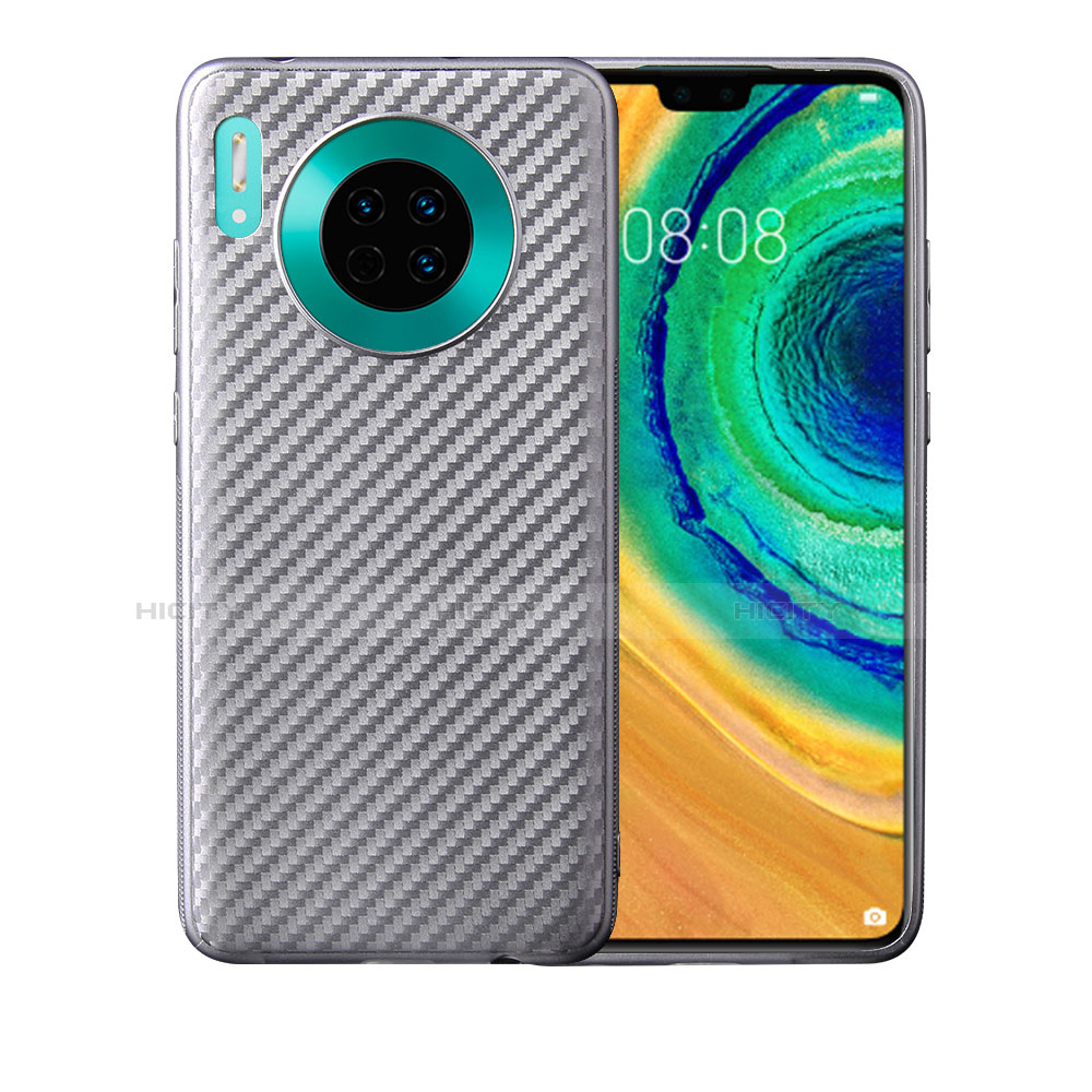 Huawei Mate 30用シリコンケース ソフトタッチラバー ツイル カバー ファーウェイ シルバー