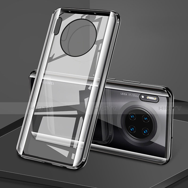 Huawei Mate 30用ケース 高級感 手触り良い アルミメタル 製の金属製 360度 フルカバーバンパー 鏡面 カバー T08 ファーウェイ ブラック